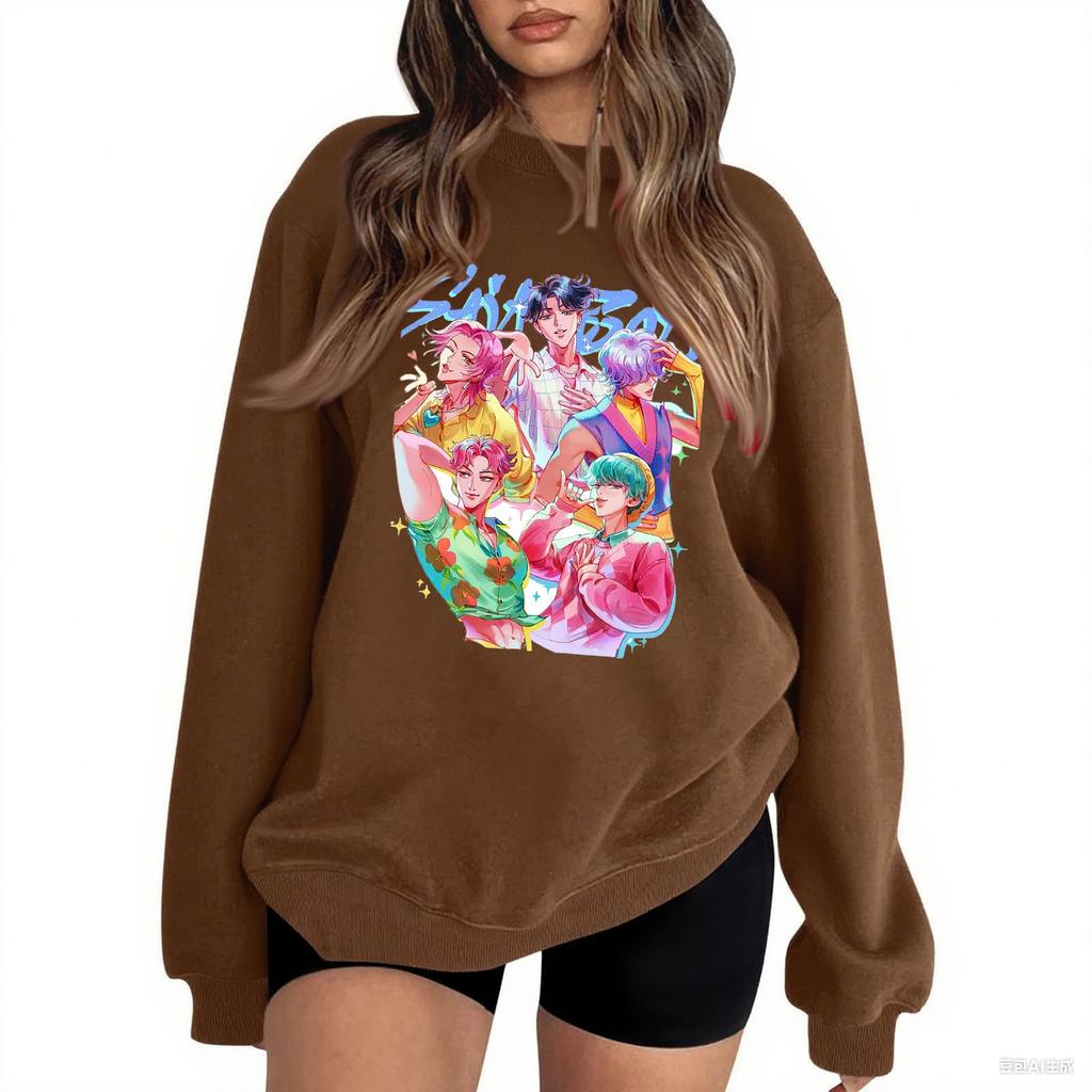 Damenmode Lässig Bedruckt Lässig Langarm Rundhals Sweatshirt Top