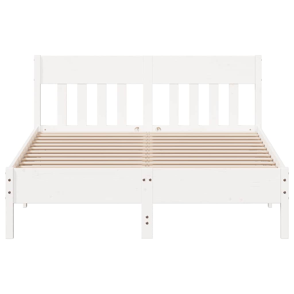 Vidaxl Bed Frame Without Mattress, White, 120X200 Cm, Pine Wood