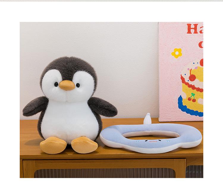 Penguin Plush Toy Cartoon Swim Ring Pillow for Children