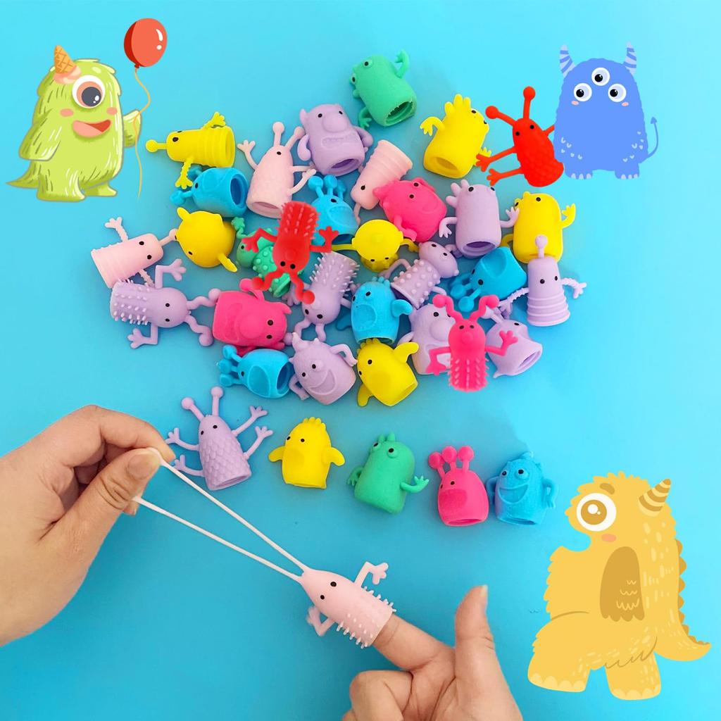 10/20/40er Pack Monster Fingerpuppen Spielzeug, Niedliche Gummi-Fingerpuppen Spielzeug, Mini Gummi Dehnbares Fidget Badespielzeug für Partygeschenke