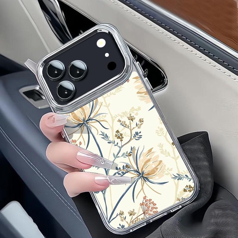 Pastoral Wildflower Case For iPhone 17 18 Pro Max Plating Lens Frame Clear Soft Phone Cover For iPhone 16 15 14 13 Pro Max 17E