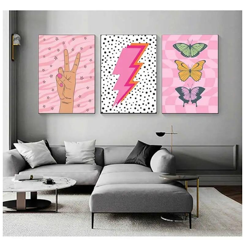 Scandinavian Minimalist Wall Art Pink Funky Quotes Vintage Butterflies Canvas Poster Print Home Bedroom Living Room Decoration