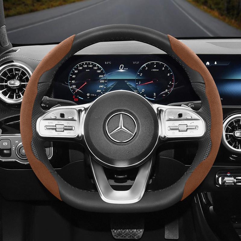 Suitable for Mercedes-Benz Anti-Slip Buckle Segmented Suede Steering Wheel Cover Suitable for E Class S C a Glc Suv Eqc Gle Gla Eqe Amg Eq C63 E63 