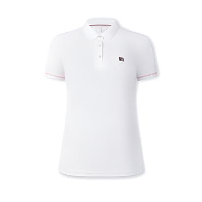 Atlético Tênis Série Moda Casual Versátil Esportivo Tricô Manga Curta Camisa Polo Feminina Camisas Polo Branco Jade A11W523104F-WT