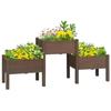 Raised Garden Bed with 3 Planter Box Elevated Wooden Plant Stand with Drainage Holes for Vegetables Herb and Flowers Coffee