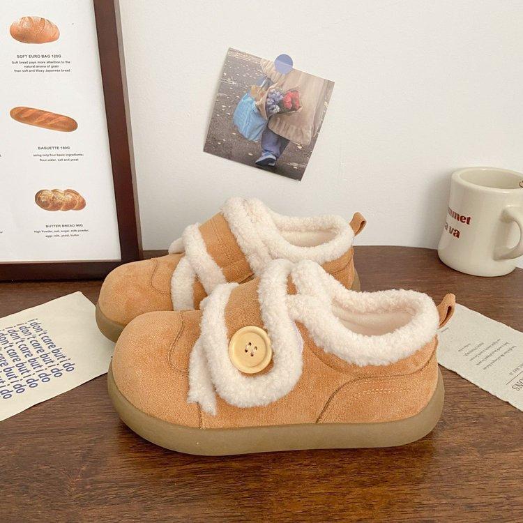 Milk white velvet Velcro board shoes cotton shoes chic niche snow boots sports little white shoes