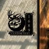Metal Wall Art Deer Mountain Scene Handmade House Sign Custom Name ID Tag Door Decor