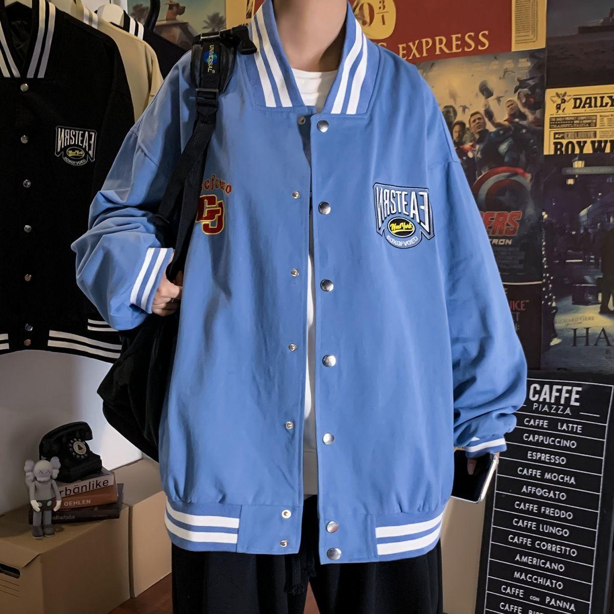 

Men s Work Jacket 2025 New Casual Men s Baseball Jacket Trend 5XL синий