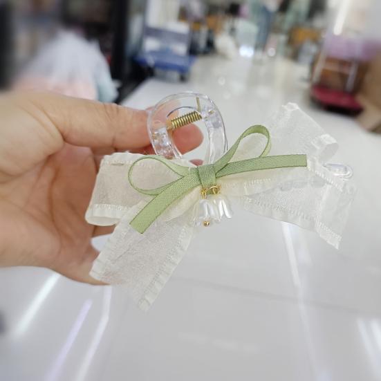 Hair Claw Large Transparent Strong Clamping Force Spring Invisible Hair Clip with Flower