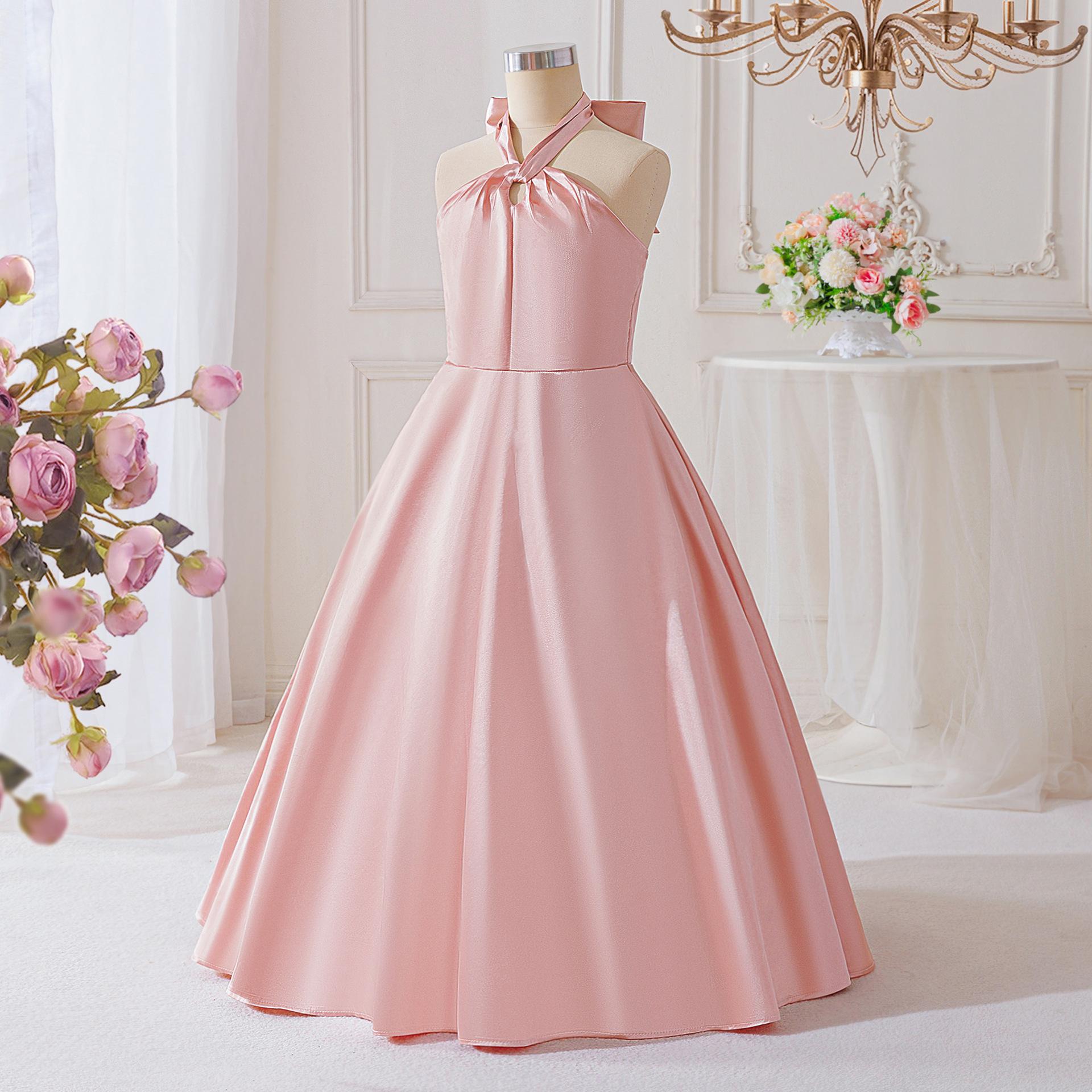 

Сукня принцеси для дівчинки на весілля літня дитяча формальна з бантом довга сукня для шкільного вечірнього свята дитячий новорічний одяг ALP653 150 рожевий