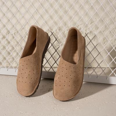 Handmade Leather Sandals Women's Retro Hollow Single Shoes Summer Soft-soled Soft Leather Versatile Breathable Hole Shoes Men and Women the Same Style