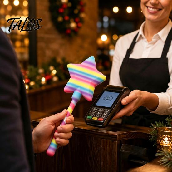 Desktop Photo Display Stand Christmas Tree Payment Wand, Novelty Tap Pay Telescopic Star Gift for Shop Owner Wand Card Holder, Fun Accessory Receipts