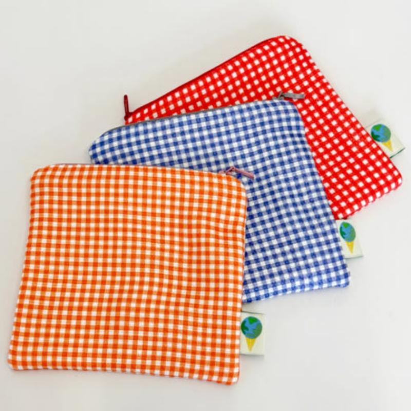 Сумка-пенал в клетку Гингем Косметичка Дорожная Мини-сумка orange