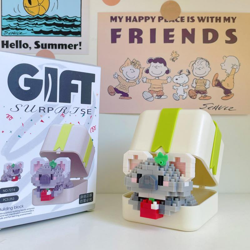 LEGO Compatible Red Panda & Rabbit Plush Ornament Building Set - Cute Pet Gift & Educational Toy for Kids