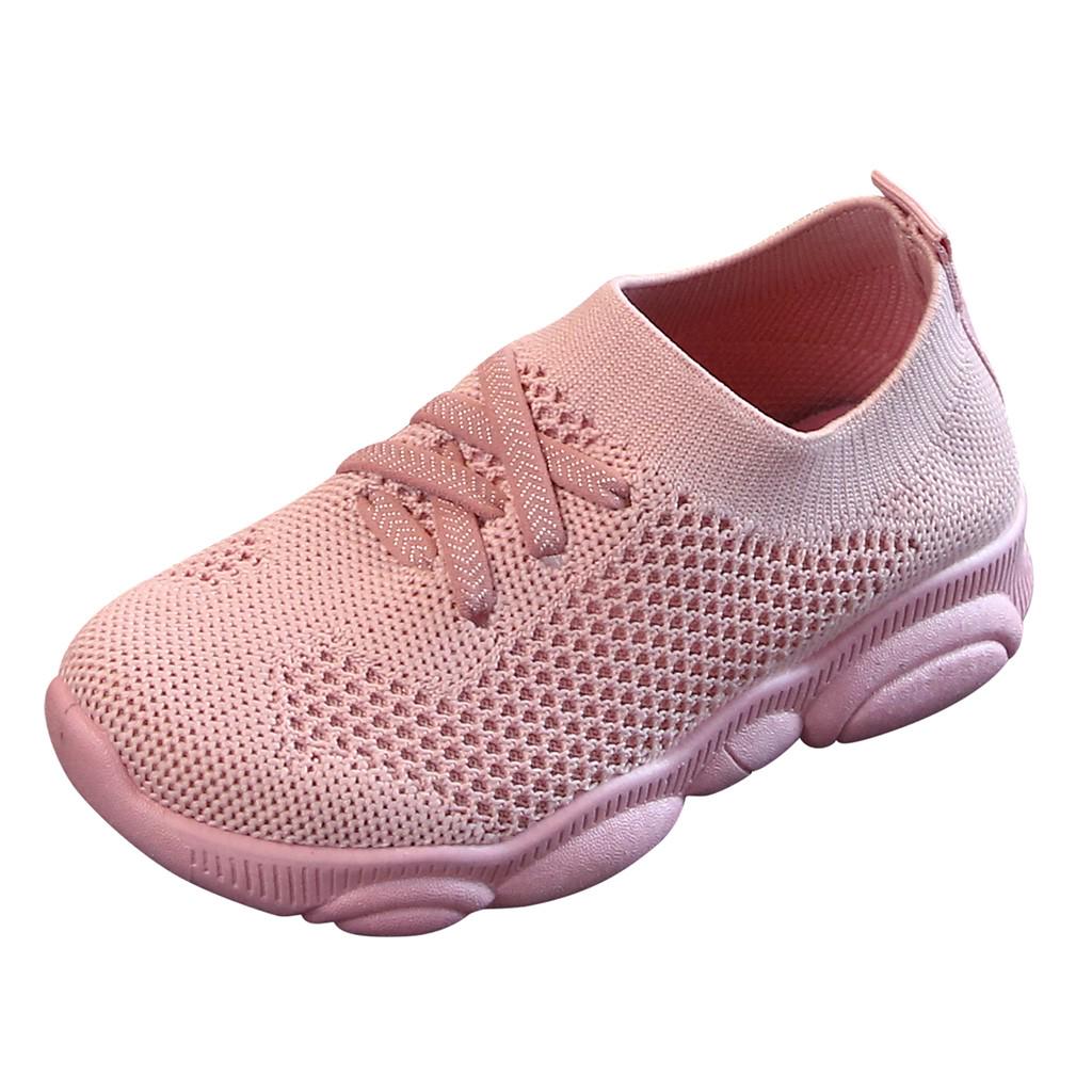 Kids Lightweight Breathable Knit Slip On Sneakers Flexible Sole Casual Running Shoes for Boys and Girls Sport Shoes