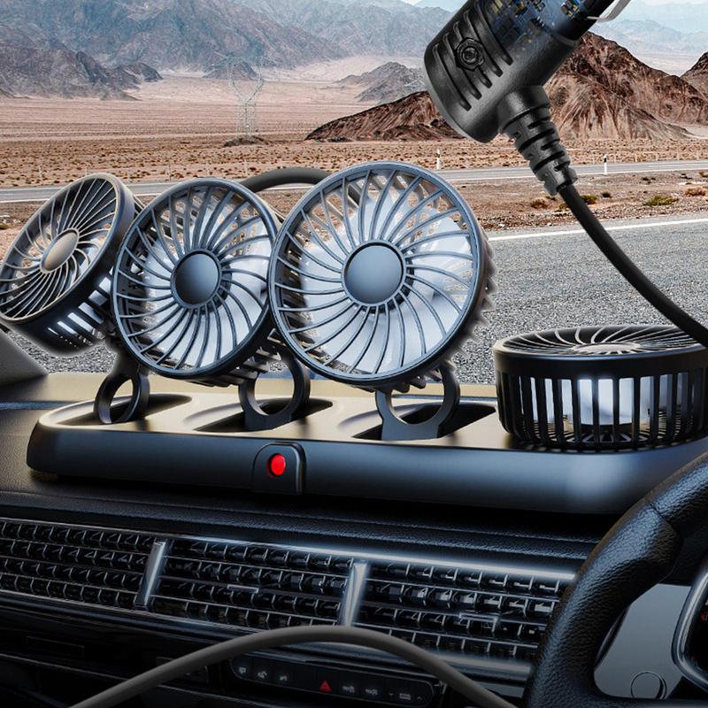 Car Fan Adjustable 4 Head Air Fan Automotive Electric Fan USB/12V/24V Fan Car Silent Fan For Home Desk Office & Car