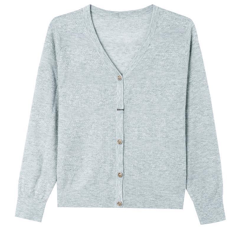 Petite V-Neck Pure Wool Knit Cardigan for Women - Spring & Autumn Fashion Outerwear Sweater