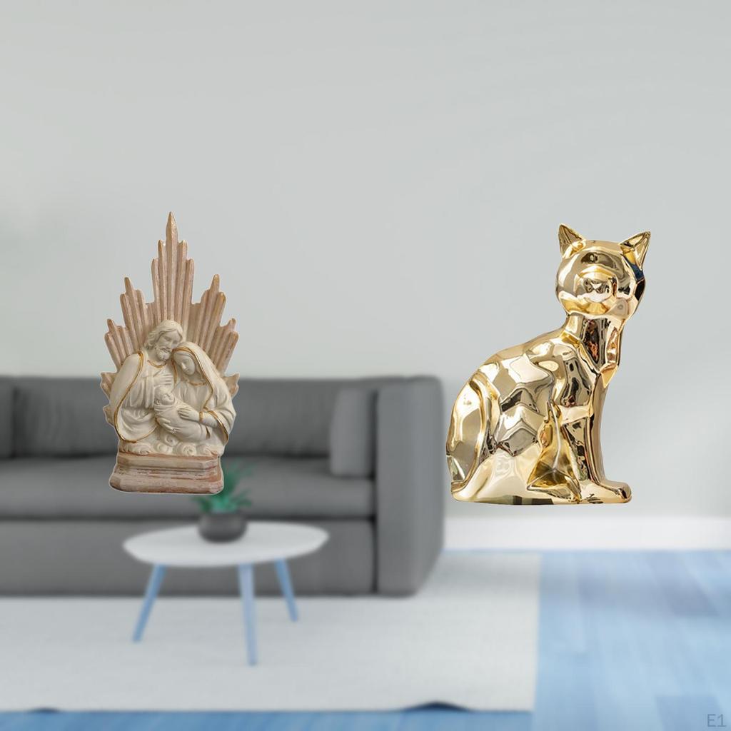 Classic Catholic Resin Cat Animal Sculpture Figurine Art Craft Ornament for Office Table Car Home