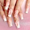 Glossy Black Square Nails with 3D Bows and Leopard Print – Versatile Daily Wear False Nails