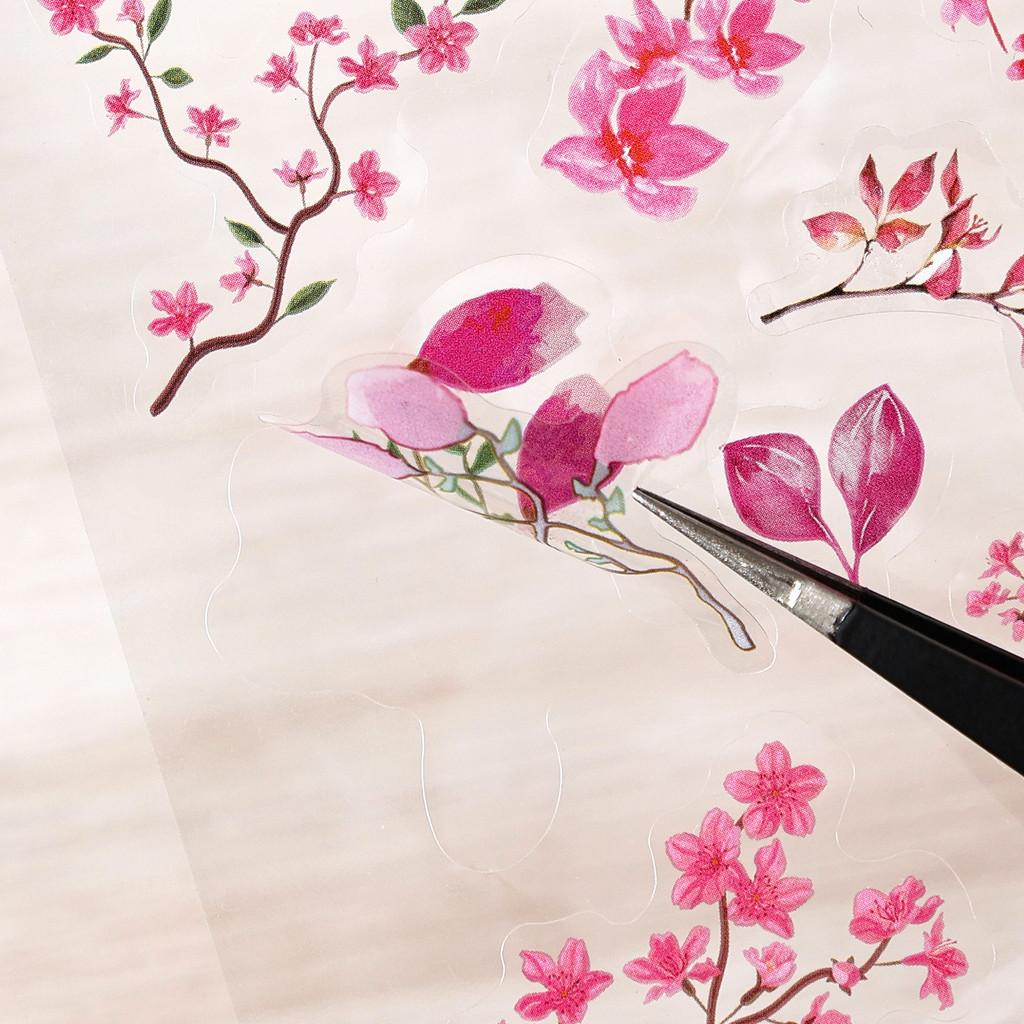 6Sheets Branches Leaves Stickers Embelishment Collage Stickers Plant Flowers for Scrapbooking Junk Journal Diary Stickers