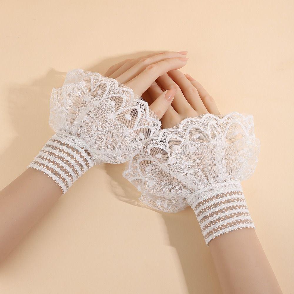 Fashion Lace Ruffled Wrist Fake Sleeves Cuffs Costume Accessory Soft Lace Cuff Comfortable Wrist Cuff Wedding