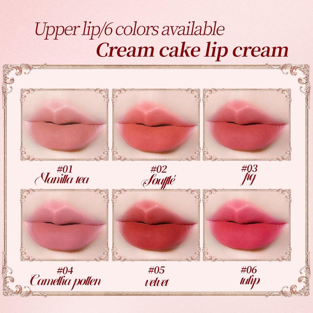 QXQY Cremiger Kuchen Lippencreme Samtmatt Einfach aufzutragen Make-up Farbhaltender Lippenstift Für Anfänger