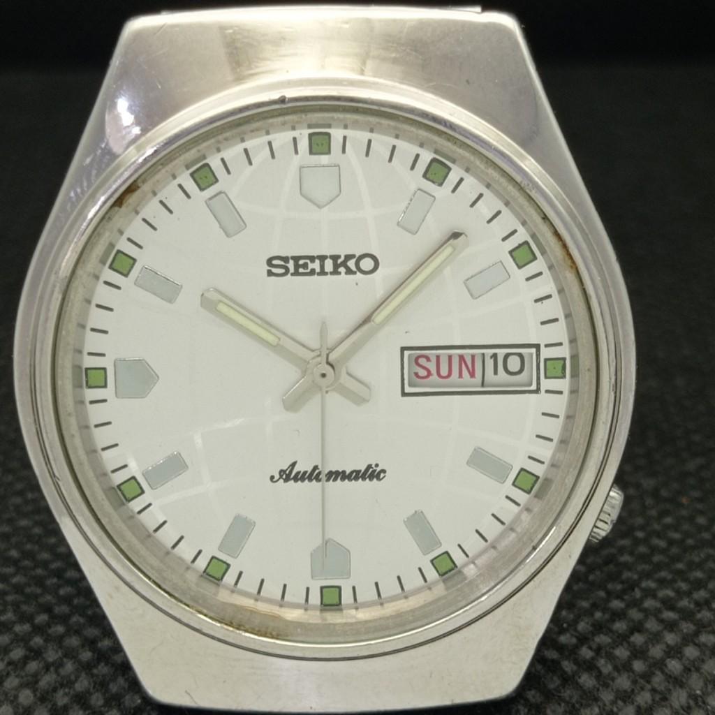 GEBRAUCHTE VINTAGE SEIKO 5 AUTO 6309A JAPAN HERREN TAG/DATUM SILBERUHR 588c-a313918-9