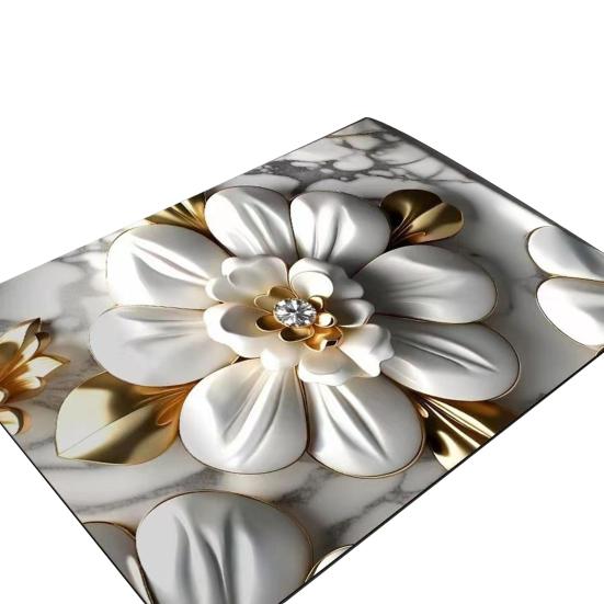 3D Visual Flower Rug Diatomaceous Earth Absorbent Bath Mat Floral Floor Mat with Non-Slip Backing for Entrance Kitchen Bathroom Shower