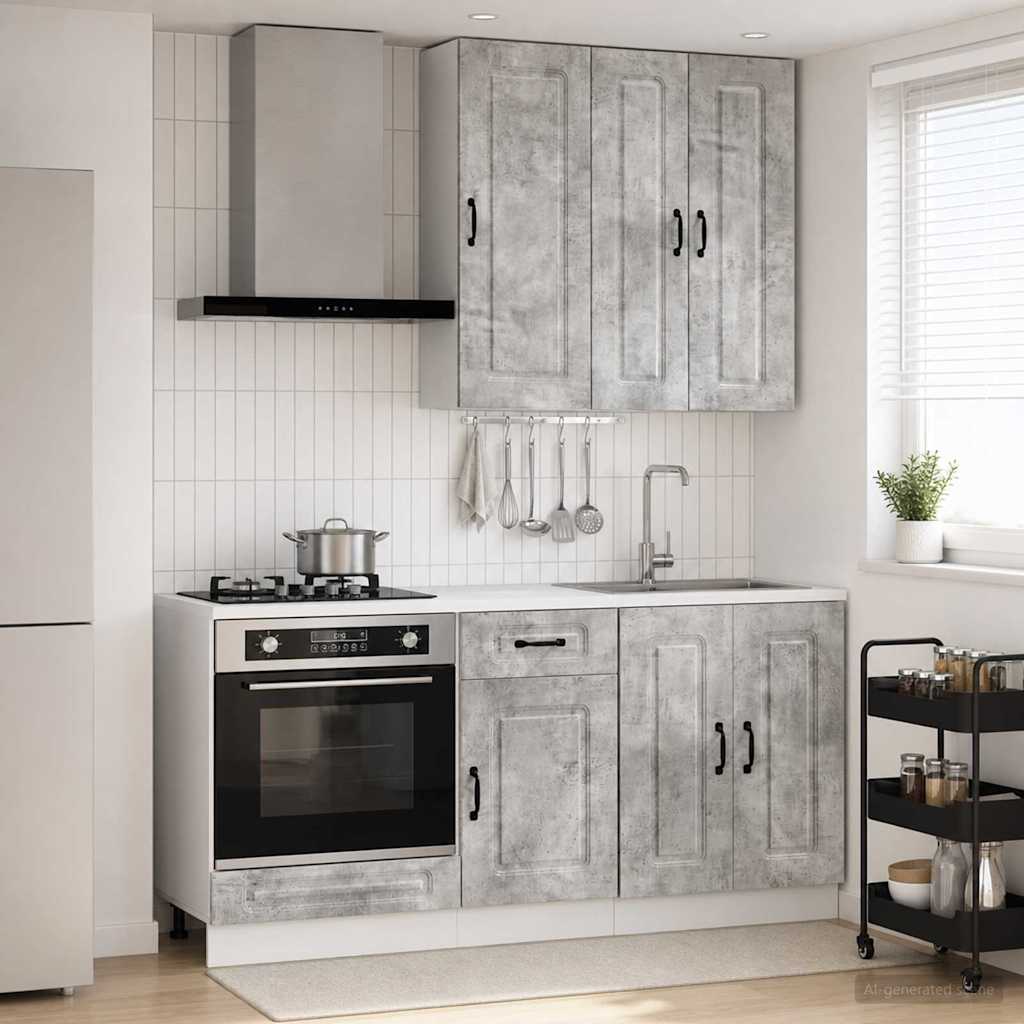Kitchen Unit KALMAR 5 Pcs Concrete Grey Engineered Wood