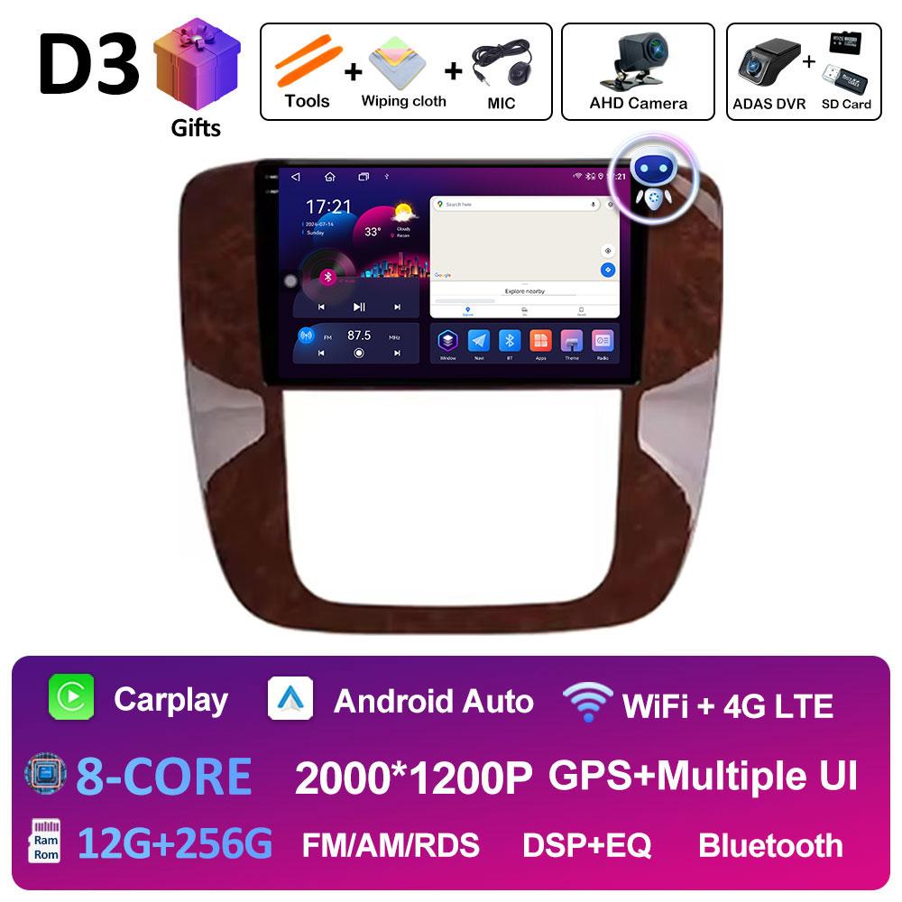 Android 14 For GMC Yukon Chevrolet Tahoe Suburban 2008 2009 2010 2011 2012 Wireless Carplay DSP Stereo Android OS BT Accessories