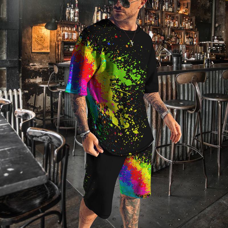 3D Digitaldruck T-Shirt Teenager Herren Kurzarm Anzug Vielseitig Atmungsaktiv