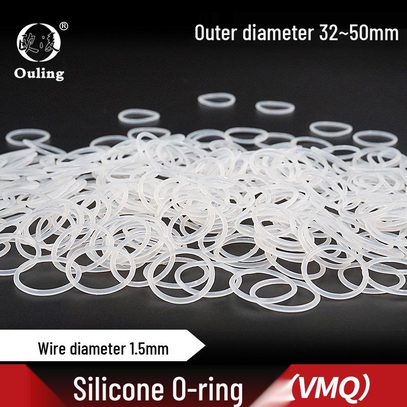 Waterproof White Silicone O-Ring Seal, Outer Diameter 32-50mm, 1.5mm Thickness OD 32*1.5mm (5 pcs)