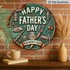 2D Flat, 1pc Vintage Aluminum Father'S Day Wall Sign | Circular Fishing Theme Rustic Decor with "Happy Father'S Day" Message, Wall Hanging, Reusable