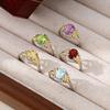 New Natural Spar Ring S925 Sterling Silver Ring Women's Two-color Gold-plated High-end Design Fashion Retro Jewelry Gift