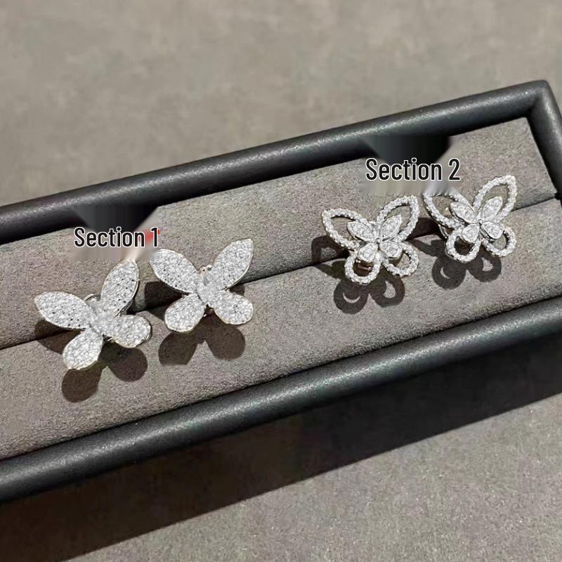 Elegant Zircon Butterfly Earrings for Women - Luxury Niche Design, Versatile & Chic