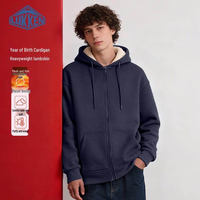 LUKKEN Men s Thickened Sherpa Fleece Hooded Cardigan 2XL