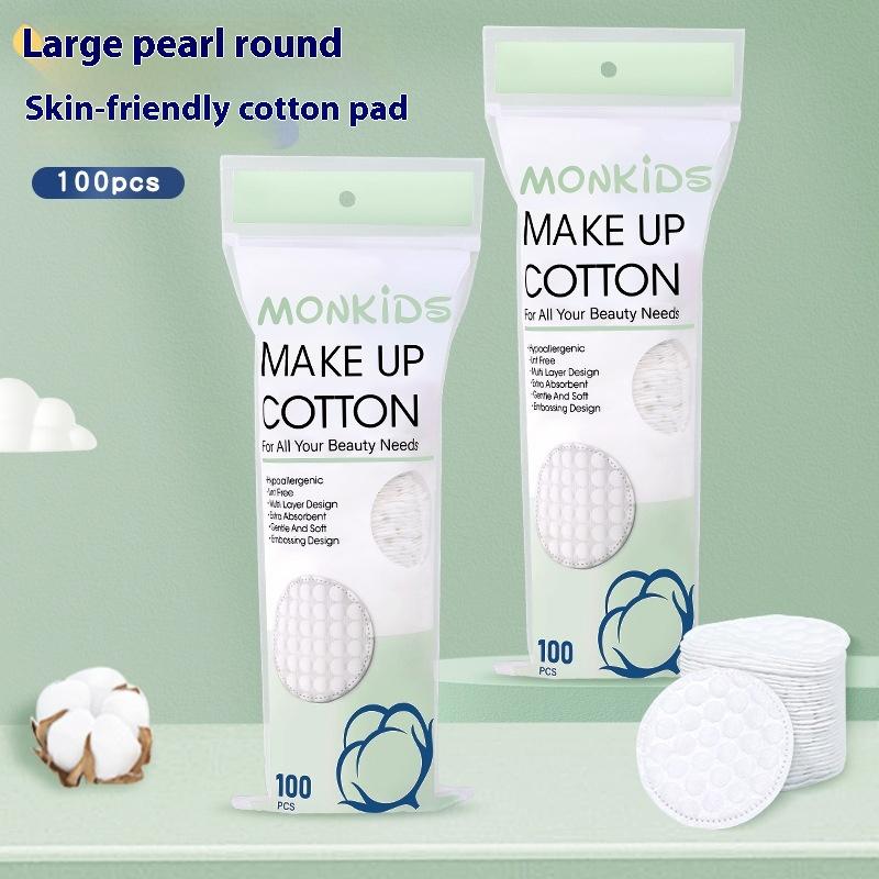 

100 шт. Мягкие и дышащие круглые подушечки для снятия макияжа, Двусторонние хлопковые подушечки с жемчужной текстурой, Используются для ежедневного очищения лица onesize