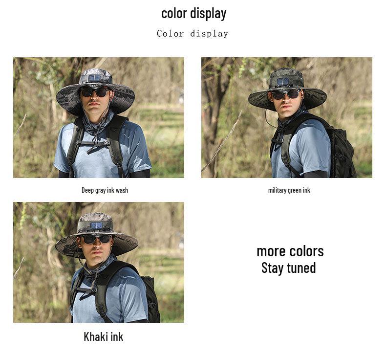 Rechargeable Solar Fan Hat with Long-Lasting Battery - Men's Outdoor Sun Hat for Mountaineering & Fishing.