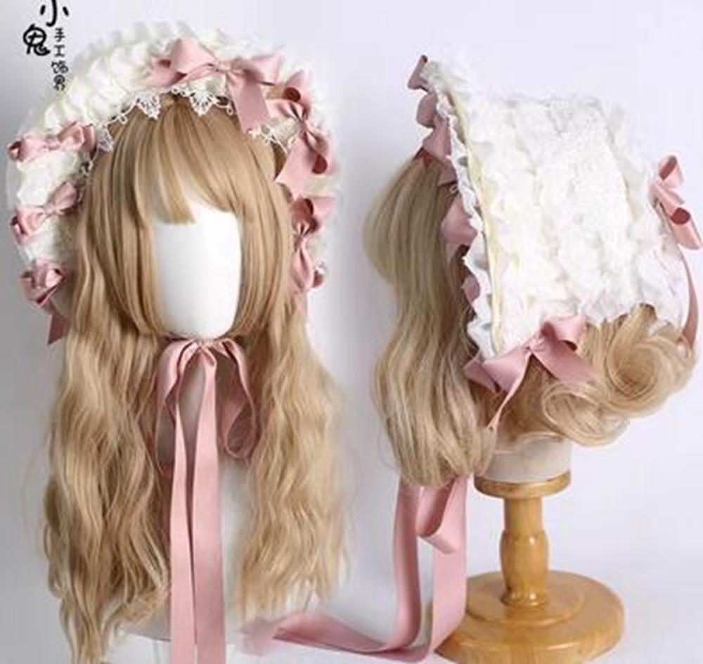 Lolita Lace Bonnet Hat Women Girl Victorian Party Straw Hat