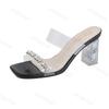 High Heel Shoes for Women Summer 2025 New Style Rhinestone Heels Sandals Fashion Outdoor Sexy Crystal Chunky Heels Slippers