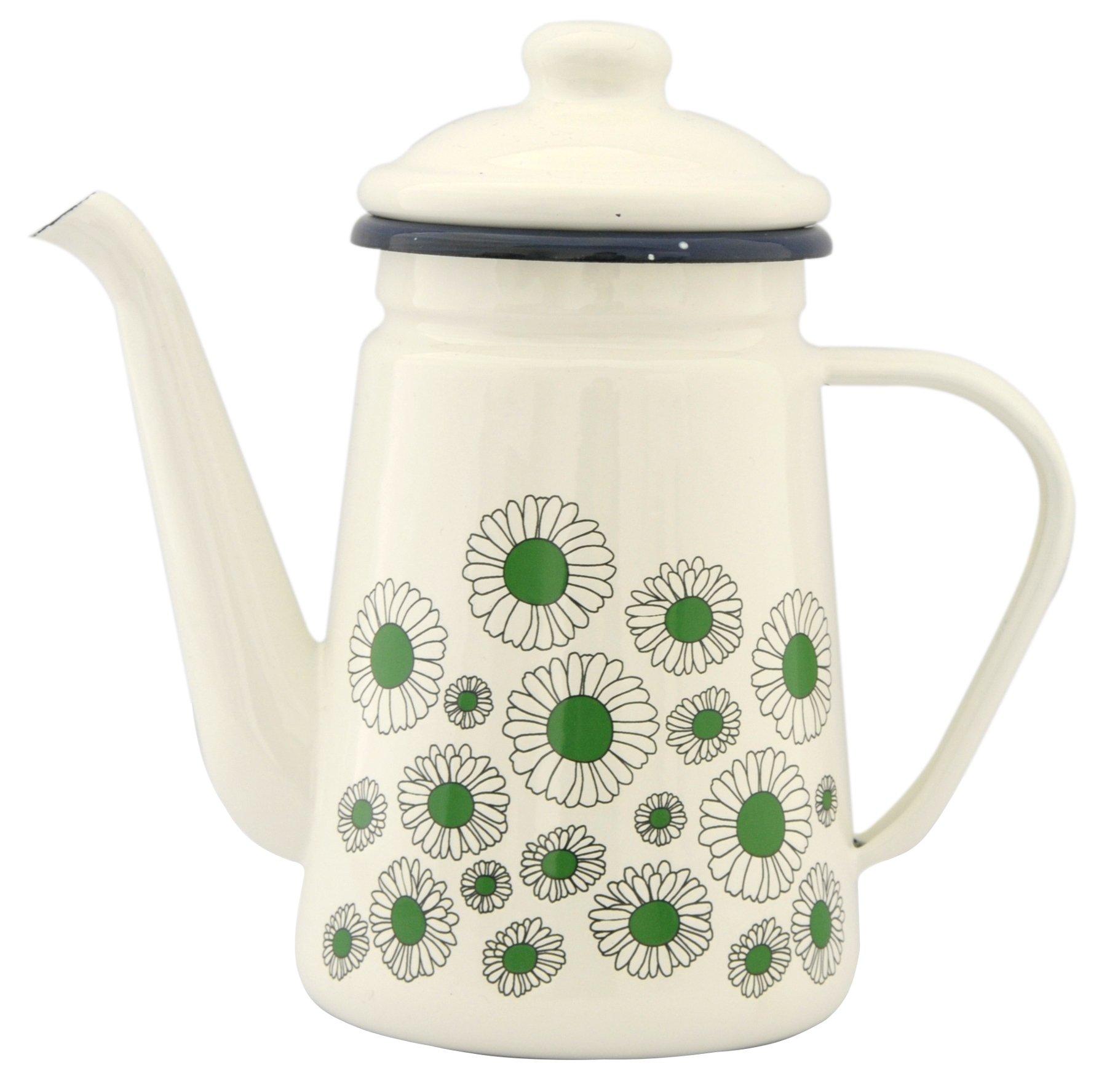 

Rene Dieu Enamel Studio Hilla Enamel Coffee Pot, Daisy Green, 26430020
