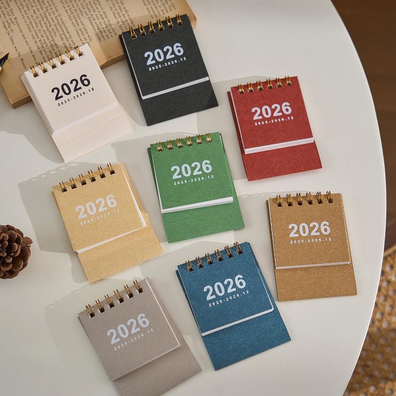 1Pc 2026 Mini Desk Calendar Creative Simple Coil Calendar Planner Standing Flip Weekly Calendar For Daily Schedule Planning