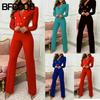 Dame Mode Afslappet Ensfarvet Print Efterår Vinter Langærmet Håndledsremme Bukser Jumpsuits & Rompers