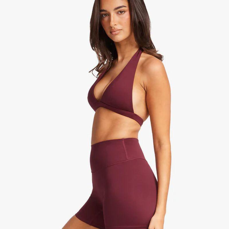 

Sexy Tight Yoga Bra Quick-Drying Beauty Back Sports Underwear Women Outer Wear Versatile Hanging Neck Shockproof Push up High Strength S Wine Red