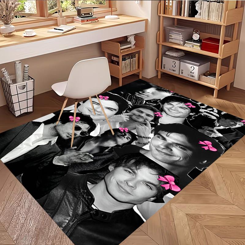 Damon Salvatore Print Rug, Washable Floor Carpet, For Entryway Dorm Laundry Room Office Study, Home Decor Birthday Christmas Gift