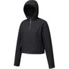 SALOMON Solid Color Zip Long Sleeve Hooded Jacket Women Jackets Black C-28217