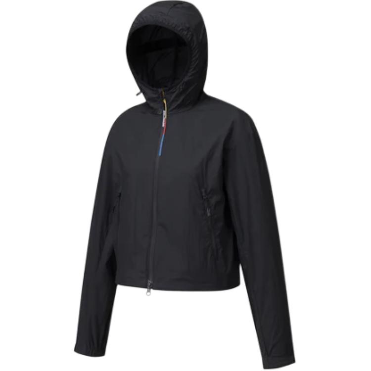 SALOMON Solid Color Zip Long Sleeve Hooded Jacket Women Jackets Black C-28217
