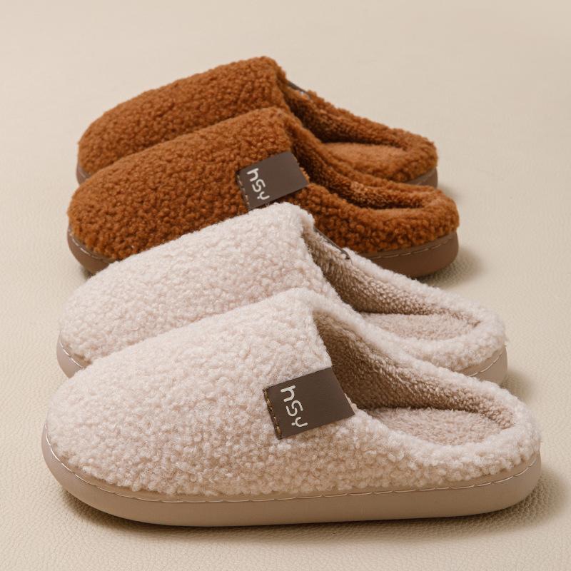 New 10,000 cotton slippers winter home indoor warm non-slip thickened outer wear couple fluffy slippers