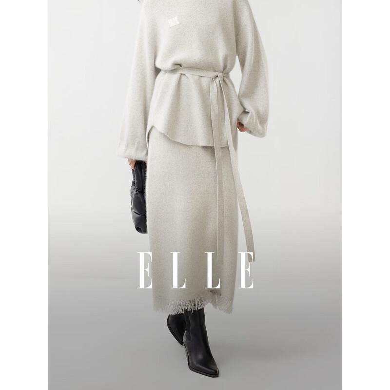 

Прямая юбка ELLE с бахромой из смесовой шерсти L