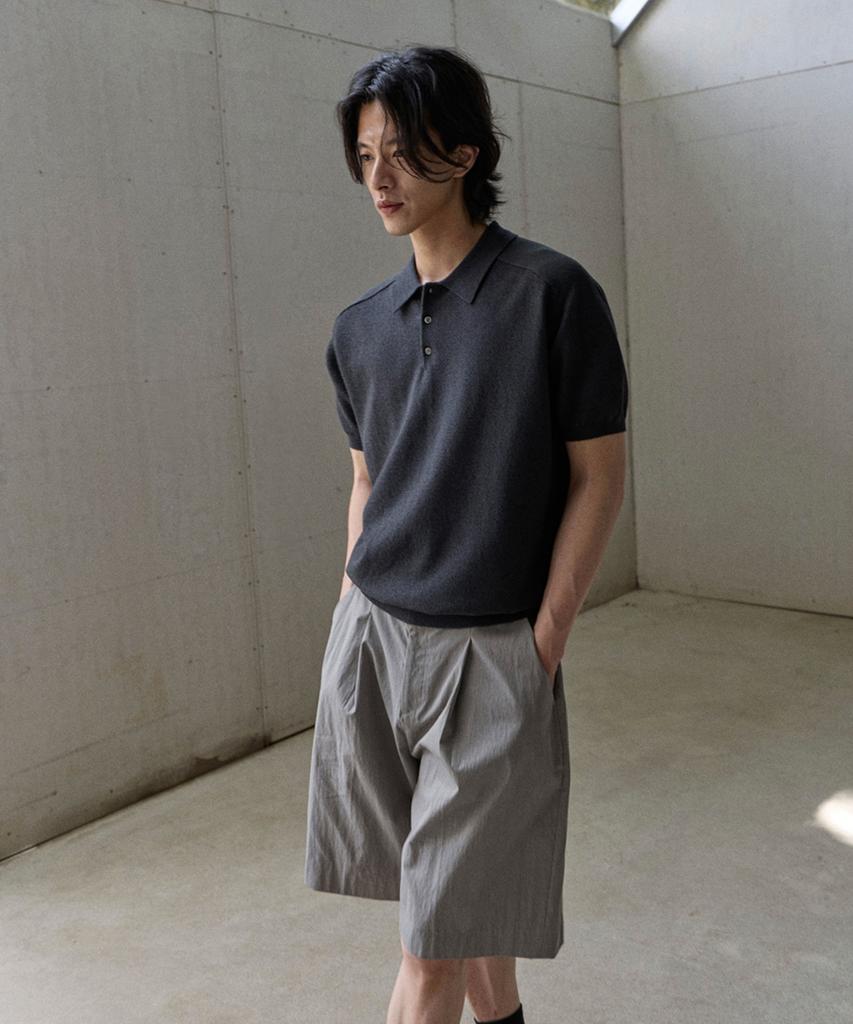 MOOD INSIDE Sheer Cool Saddle Collar Knit_Charcoal